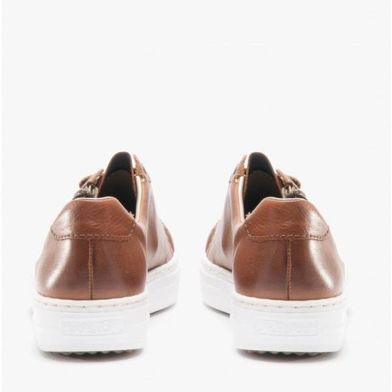 Rieker L59L1 - 25 Ladies Leather Casual Trainers Tan - Shuperb