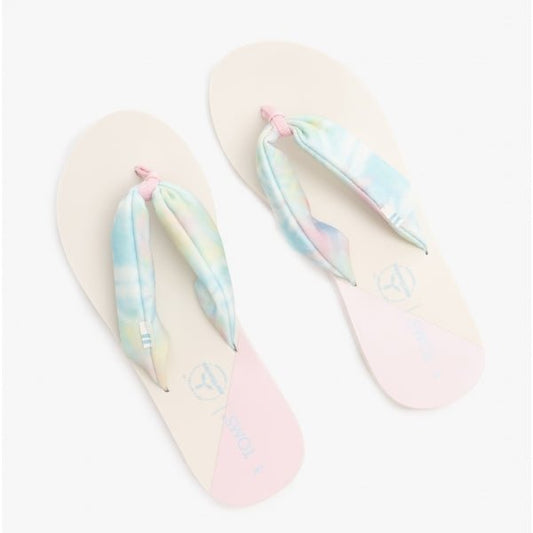 TOMS PIPER Ladies Jersey Flip Flops White/Multi Tie Dye - Shuperb