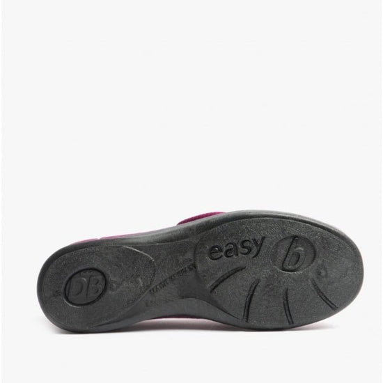 DB Shoes CAROLINE 2 Ladies Extra Wide (2E/4E) Touch Fasten Full Slippers Heather - Shuperb