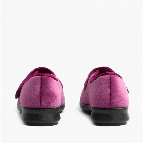 DB Shoes CAROLINE 2 Ladies Extra Wide (2E/4E) Touch Fasten Full Slippers Heather - Shuperb