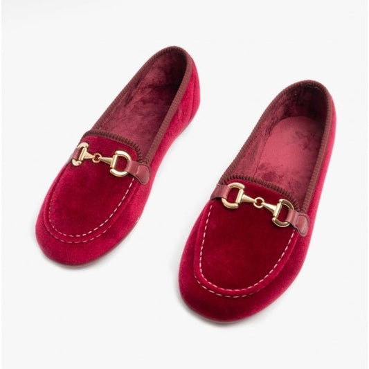 DB Shoes MARTHA Ladies Extra Wide (2E/4E) Full Slippers Burgundy - Shuperb