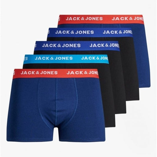 Jack & Jones LEE TRUNKS Mens Cotton 5 Pack Underwear Blue Multi - Shuperb