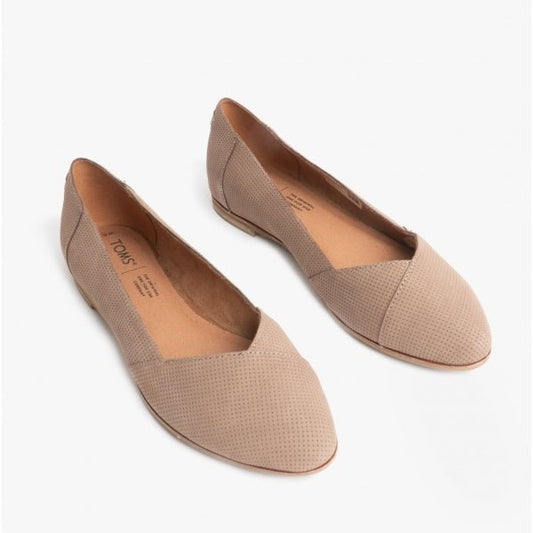 TOMS JULIE Ladies Leather Shoes Taupe - Shuperb