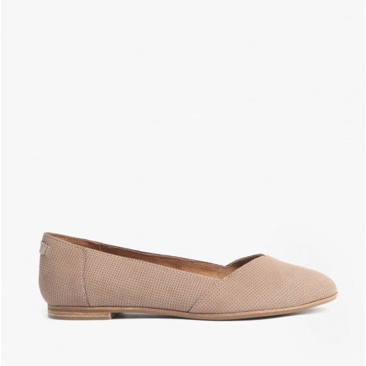 TOMS JULIE Ladies Leather Shoes Taupe - Shuperb