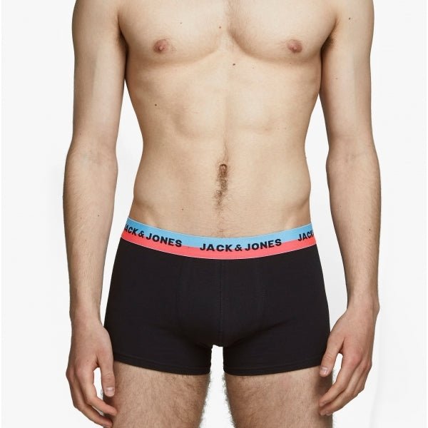 Jack & Jones NEON TRUNKS Mens Cotton 5 Pack Underwear Black - Shuperb