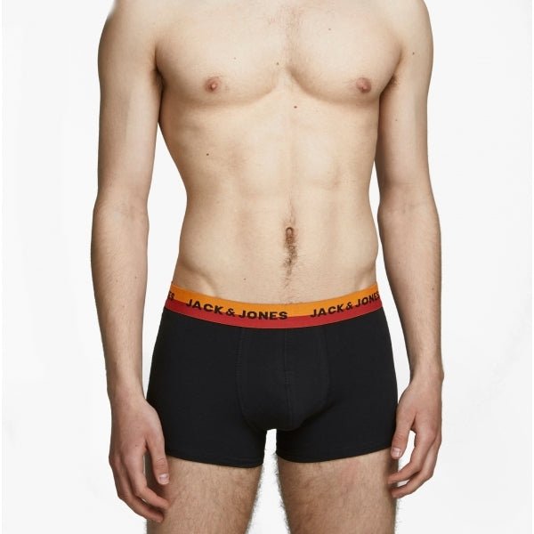 Jack & Jones NEON TRUNKS Mens Cotton 5 Pack Underwear Black - Shuperb