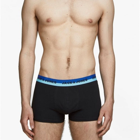 Jack & Jones NEON TRUNKS Mens Cotton 5 Pack Underwear Black - Shuperb