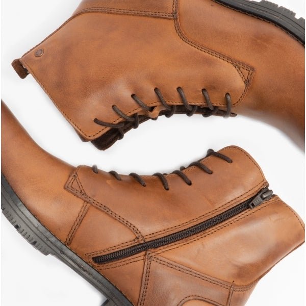 Jack & Jones ORCA Mens Leather Ankle Boots Cognac - Shuperb