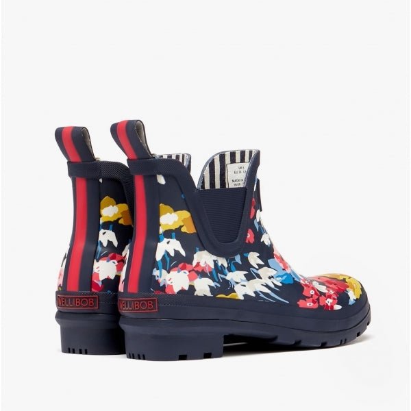 Joules WELLIBOB Ladies Rubber Ankle Wellington Boots Navy Florals - Shuperb