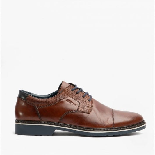 Rieker 16502 - 22 Mens Leather Extra Wide Derby Shoes Brown - Shuperb