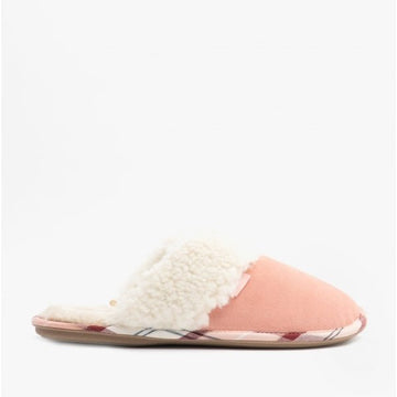 Barbour LYDIA Ladies Faux Suede Mule Slippers Pink - Shuperb