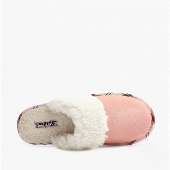 Barbour LYDIA Ladies Faux Suede Mule Slippers Pink - Shuperb