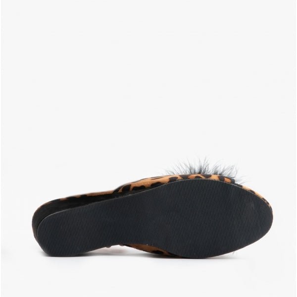 Lotus ALLURE Ladies Mule Slippers Leopard - Shuperb