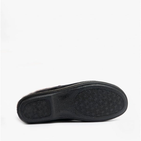 Lotus ELIZA Ladies Full Slippers Black - Shuperb