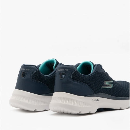 Skechers GO WALK 6 ICONIC VISION Ladies Mesh Trainers Navy/Turquoise - Shuperb