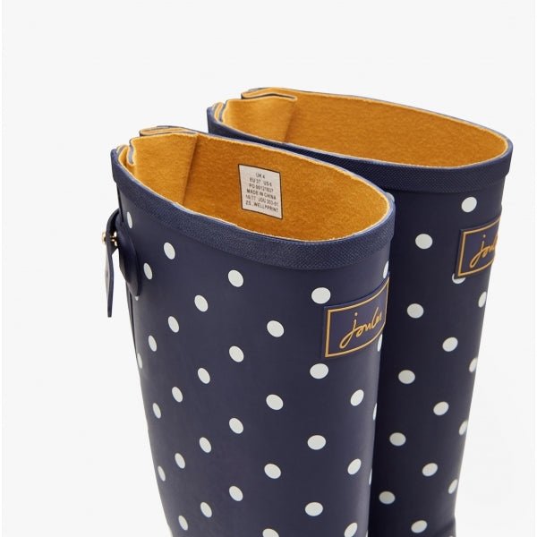 Joules WELLY PRINT Ladies Rubber Tall Wellies French Navy Spot - Shuperb