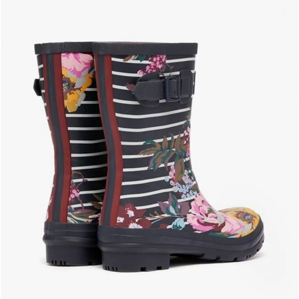 Joules MOLLY WELLY Ladies Rubber Mid - Height Wellies Navy Floral Stripe - Shuperb