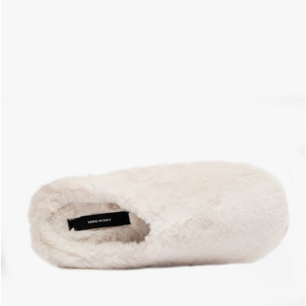 Vero Moda EMILY Ladies Faux Fur Mule Slippers Pristine - Shuperb