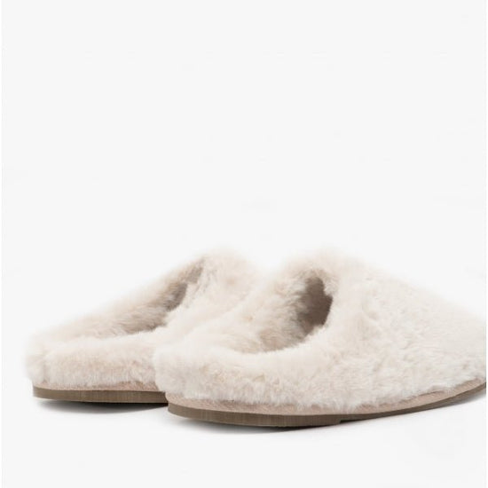 Vero Moda EMILY Ladies Faux Fur Mule Slippers Pristine - Shuperb