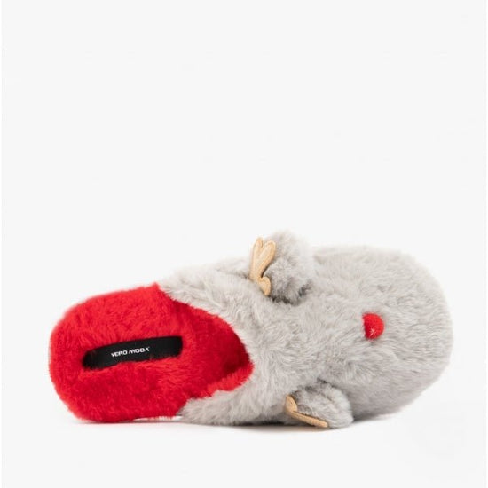 Vero Moda THEA Ladies Reindeer Novelty Mule Slippers Ash - Shuperb