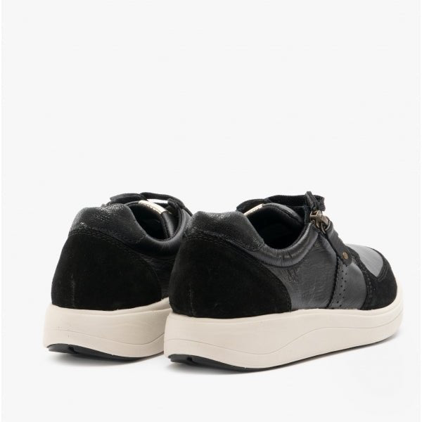 Strive MADISON Ladies Leather Casual Trainers Black - Shuperb