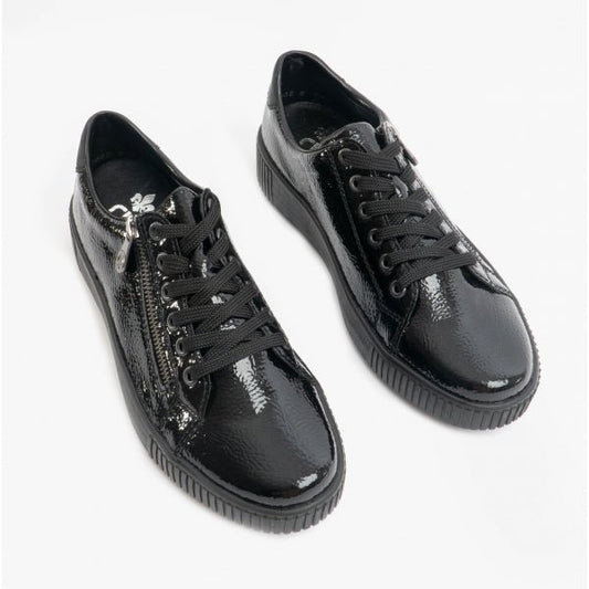 Rieker M6404 - 00 Ladies Casual Shoes Patent Black - Shuperb