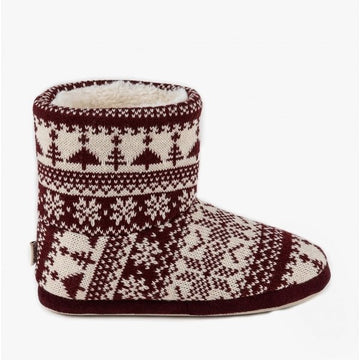 Totes Toasties FAIR ISLE Ladies Bootie Slippers Berry Multi - Shuperb