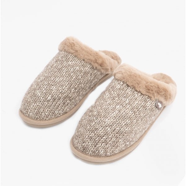 Rocket Dog ROSIE GLENVIEW Ladies Knit Mule Slippers Taupe - Shuperb