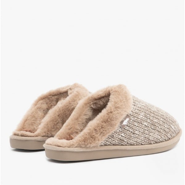 Rocket Dog ROSIE GLENVIEW Ladies Knit Mule Slippers Taupe - Shuperb