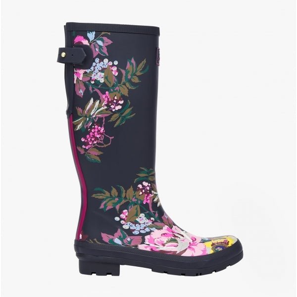 Joules WELLY PRINT Ladies Rubber Tall Wellington Boots Navy Florals - Shuperb