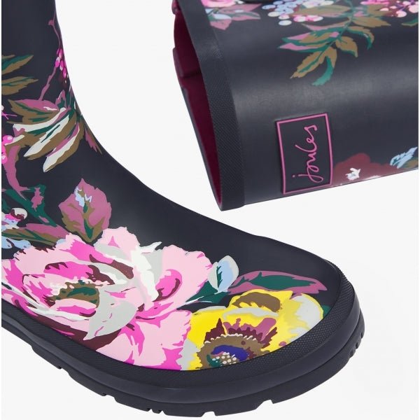 Joules WELLY PRINT Ladies Rubber Tall Wellington Boots Navy Florals - Shuperb