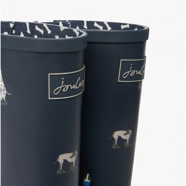 Joules WELLY PRINT Ladies Rubber Wellies Navy Dogs - Shuperb