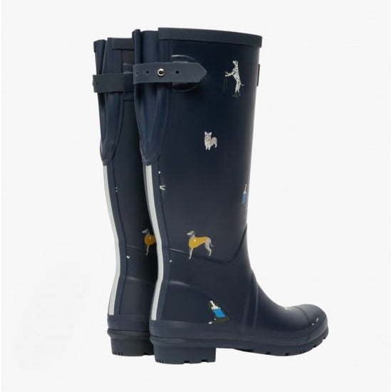 Joules WELLY PRINT Ladies Rubber Wellies Navy Dogs - Shuperb