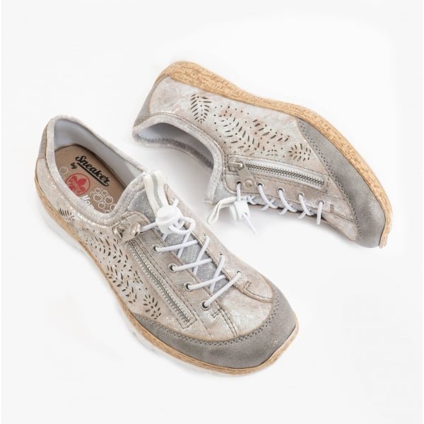 Rieker N42K6 - 40 Ladies Elasticated Trainers Grey - Shuperb