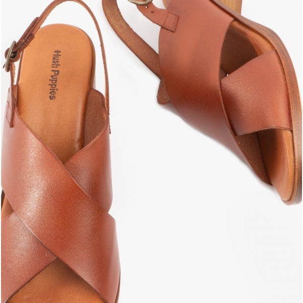 Hush Puppies GEORGIA Ladies Leather Sandals Tan | Shuperb