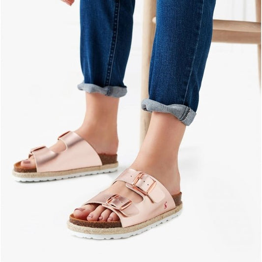 Joules REINA Ladies Slider Sandals Rose Gold - Shuperb