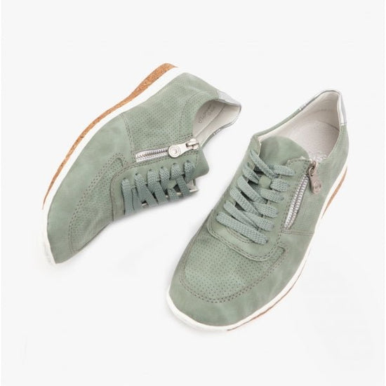 Rieker N5127 - 52 Ladies Lace - Up Trainers Green - Shuperb