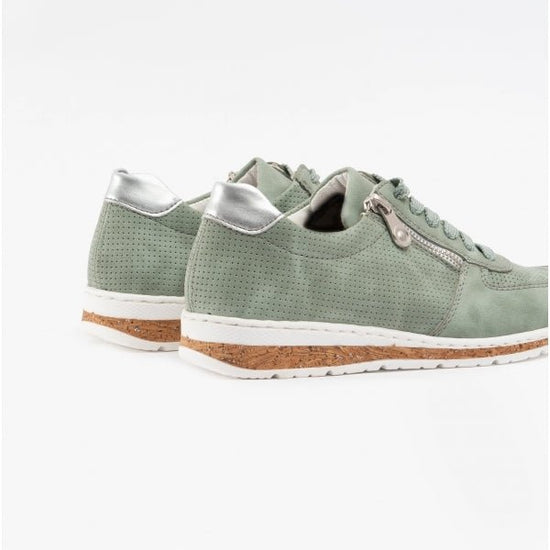 Rieker N5127 - 52 Ladies Lace - Up Trainers Green - Shuperb