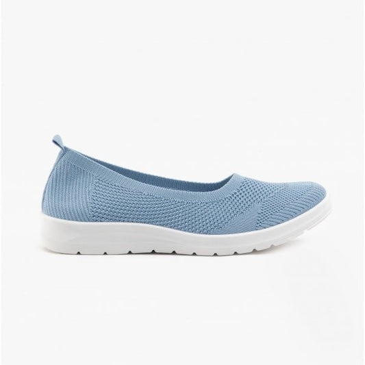 Dr Keller LAURA Ladies Slip - On Knit Trainers Blue - Shuperb