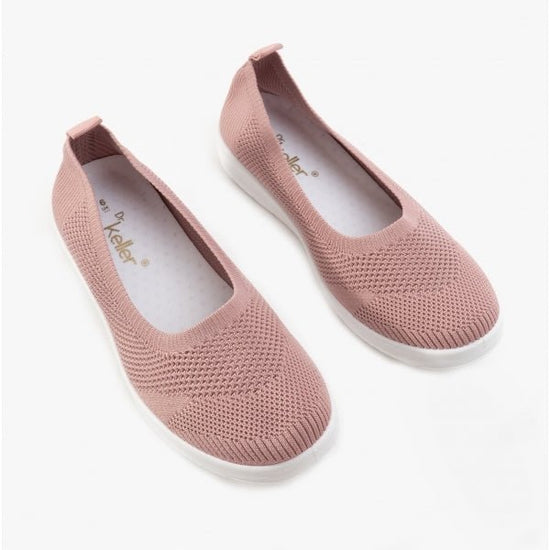 Dr Keller LAURA Ladies Slip - On Knit Trainers Pink - Shuperb