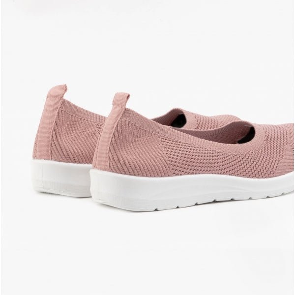 Dr Keller LAURA Ladies Slip - On Knit Trainers Pink - Shuperb