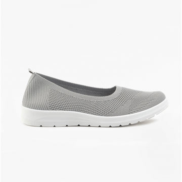 Dr Keller LAURA Ladies Slip - On Knit Trainers Grey - Shuperb