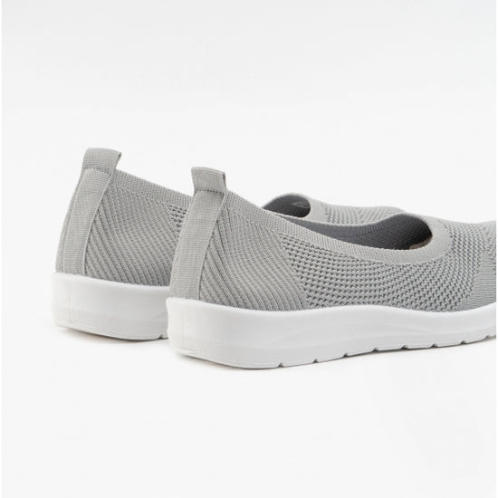 Dr Keller LAURA Ladies Slip - On Knit Trainers Grey - Shuperb