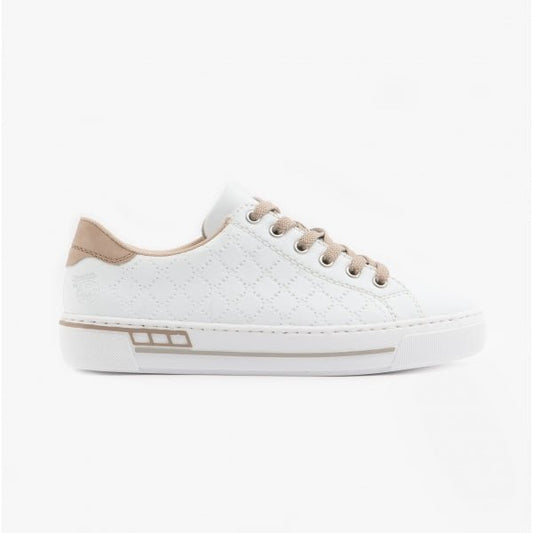 Rieker L88W2 - 80 Ladies Casual Lace - Up Trainers White - Shuperb