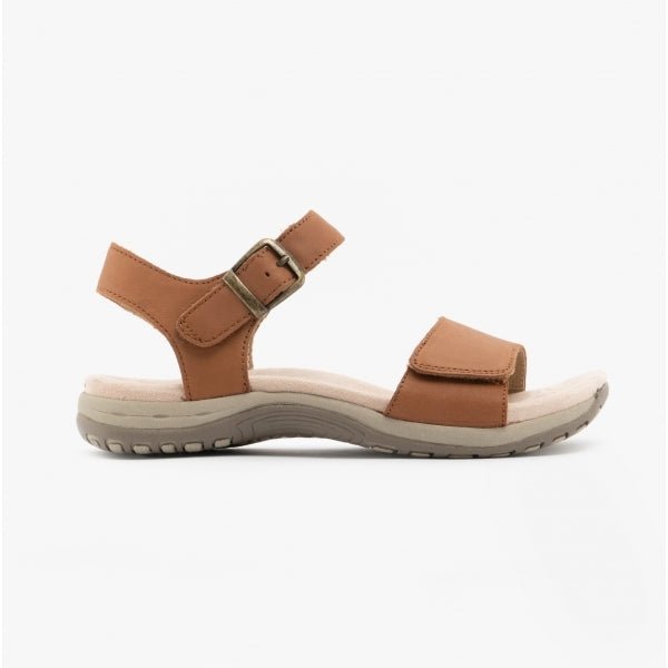 Free Spirit MAINE Ladies Leather Touch Fasten Sandals Walnut - Shuperb