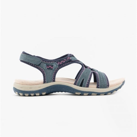 Free Spirit FAIRMONT Ladies Touch Fasten Leather Sandals Navy - Shuperb