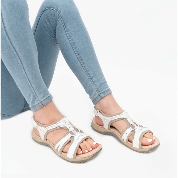 Free Spirit FAIRMONT Ladies Touch Fasten Leather Sandals White - Shuperb