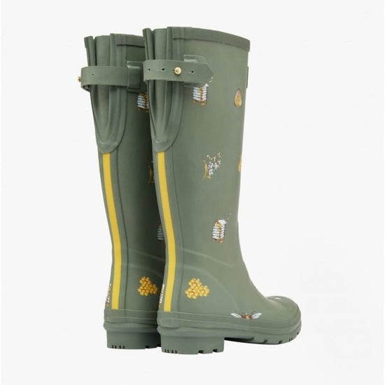 Joules WELLY PRINT Ladies Rubber Wellies Khaki Bee - Shuperb