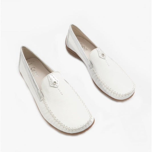 Gabor CALIFORNIA Ladies Leather Moccasins White - Shuperb