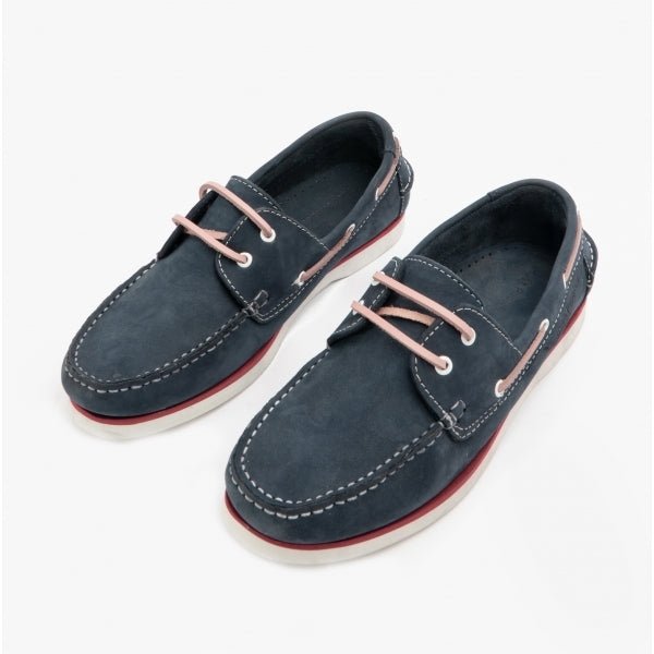 Hush Puppies HATTIE Ladies Leather Boat Shoes Navy/Pink - Shuperb